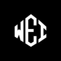 design de logotipo de carta wei com forma de polígono. Wei polígono e design de logotipo em forma de cubo. wei hexágono modelo de logotipo de vetor cores brancas e pretas. Wei monograma, logotipo de negócios e imóveis.