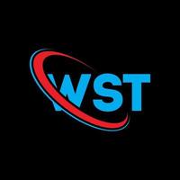 logotipo wst. wst carta. design de logotipo de carta wst. iniciais wst logotipo ligado com círculo e logotipo monograma maiúsculo. wst tipografia para marca de tecnologia, negócios e imóveis. vetor