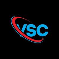 logotipo vs. carta vs. design de logotipo de carta vsc. iniciais vsc logotipo ligado com círculo e logotipo monograma maiúsculo. tipografia vsc para marca de tecnologia, negócios e imóveis. vetor