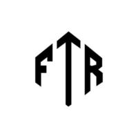 design de logotipo de letra ftr com forma de polígono. ftr polígono e design de logotipo em forma de cubo. modelo de logotipo de vetor hexágono ftr cores brancas e pretas. ftr monograma, logotipo de negócios e imóveis.