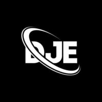 logotipo dje. carta dje. design de logotipo de carta dje. iniciais dje logotipo ligado com círculo e logotipo monograma maiúsculo. dje tipografia para tecnologia, negócios e marca imobiliária. vetor