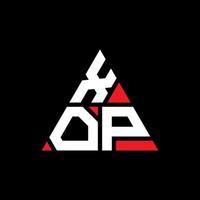 design de logotipo de carta triângulo xop com forma de triângulo. monograma de design de logotipo de triângulo xop. modelo de logotipo de vetor xop triângulo com cor vermelha. xop logotipo triangular logotipo simples, elegante e luxuoso.