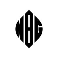 design de logotipo de carta de círculo nbg com forma de círculo e elipse. letras de elipse nbg com estilo tipográfico. as três iniciais formam um logotipo circular. nbg círculo emblema abstrato monograma carta marca vetor. vetor