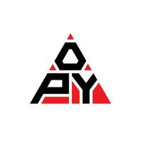 design de logotipo de carta triângulo opy com forma de triângulo. monograma de design de logotipo de triângulo opy. modelo de logotipo de vetor opy triângulo com cor vermelha. opy logotipo triangular logotipo simples, elegante e luxuoso.