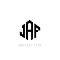 design de logotipo de carta jaf com forma de polígono. Jaf polígono e design de logotipo em forma de cubo. Jaf hexagon vector logo template cores brancas e pretas. Jaf monograma, logotipo de negócios e imóveis.