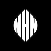 design de logotipo de carta de círculo nhn com forma de círculo e elipse. letras de elipse nhn com estilo tipográfico. as três iniciais formam um logotipo circular. nhn círculo emblema abstrato monograma carta marca vetor. vetor