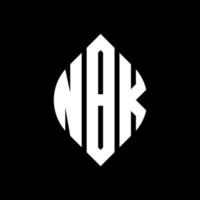 design de logotipo de carta de círculo nbk com forma de círculo e elipse. letras de elipse nbk com estilo tipográfico. as três iniciais formam um logotipo circular. nbk círculo emblema abstrato monograma carta marca vetor. vetor