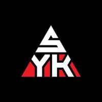 syk design de logotipo de letra de triângulo com forma de triângulo. monograma de design de logotipo de triângulo syk. modelo de logotipo de vetor syk triângulo com cor vermelha. syk logotipo triangular simples, elegante e luxuoso.
