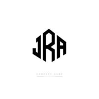 design de logotipo de carta jra com forma de polígono. jra polígono e design de logotipo em forma de cubo. jra hexágono modelo de logotipo de vetor cores brancas e pretas. jra monograma, logotipo de negócios e imóveis.