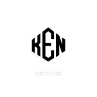 design de logotipo de carta ken com forma de polígono. ken polígono e design de logotipo em forma de cubo. ken hexágono modelo de logotipo de vetor cores brancas e pretas. ken monograma, logotipo de negócios e imóveis.