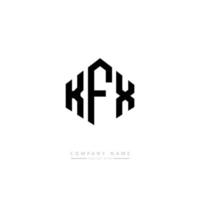 design de logotipo de letra kfx com forma de polígono. kfx polígono e design de logotipo em forma de cubo. modelo de logotipo de vetor hexágono kfx cores brancas e pretas. kfx monograma, logotipo de negócios e imóveis.