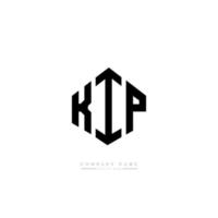 design de logotipo de carta kip com forma de polígono. kip polígono e design de logotipo em forma de cubo. kip hexágono modelo de logotipo de vetor cores brancas e pretas. kip monograma, logotipo de negócios e imóveis.