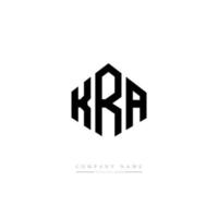 design de logotipo de carta kra com forma de polígono. kra polígono e design de logotipo em forma de cubo. kra hexágono modelo de logotipo de vetor cores brancas e pretas. kra monograma, logotipo de negócios e imóveis.