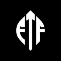 design de logotipo de letra de círculo ftf com forma de círculo e elipse. letras de elipse ftf com estilo tipográfico. as três iniciais formam um logotipo circular. ftf círculo emblema abstrato monograma carta marca vetor. vetor