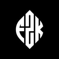 design de logotipo de letra de círculo fzk com forma de círculo e elipse. letras de elipse fzk com estilo tipográfico. as três iniciais formam um logotipo circular. fzk círculo emblema abstrato monograma carta marca vetor. vetor