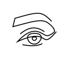 sobrancelha de cílios - ícone de linha única. olho - logotipo de minimalismo vetorial. maquiagem - ilustração isolada para salão de beleza. tatuagem permanente, olha. visão, saúde vetor