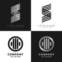 definir o conceito elegante moderno do logotipo com metal e estilo simples vetor