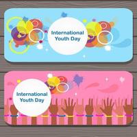 conjunto de banners do dia da juventude, amigos de pessoas, banner horizontal, cartão de felicitações, ilustração vetorial
