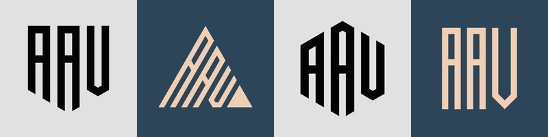 pacote de designs de logotipo aav de letras iniciais simples e criativos. vetor