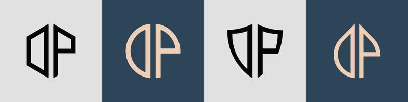 pacote de designs de logotipo dp de letras iniciais simples criativas. vetor