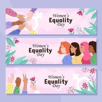 conjunto de bandeiras do dia da igualdade das mulheres vetor