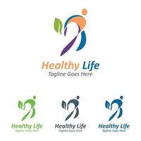 modelo de design de logotipo de pessoas de bem-estar conceito de cuidados saudáveis vetor