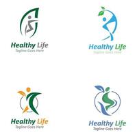 modelo de design de logotipo de pessoas de bem-estar conceito de cuidados saudáveis vetor