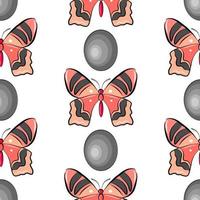 desenho animado borboleta rosa e cinza sem costura padrão colorido isolado no fundo branco. modelo de impressão de tecido de vetor de berçário. lindo papel de parede de asas de insetos.