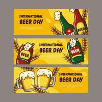 conjunto de banner de dia de cerveja desenhado à mão vetor
