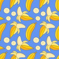 padrão sem emenda de banana. vector illustration.design elementos para menus, anúncios e capas, livros infantis, ilustrações para alimentos e pratos.vector de legumes, folhas de plantas de jardim.