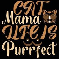 design de camiseta de amante de mama de gato totalmente pronto para impressão vetor