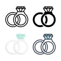 coleção de estilo de conjunto de ícones de anéis de casamento vetor