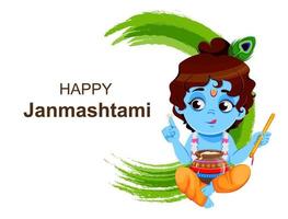 feliz Krishna janmashtami. pequeno senhor Krishna vetor