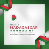 feliz dia da independência de madagascar, 26 de junho, ilustração vetorial de celebração. modelo para cartaz, banner, publicidade, cartão de felicitações ou elemento de design de impressão vetor