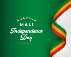 feliz dia da independência de mali 22 de setembro ilustração vetorial de celebração. modelo para cartaz, banner, publicidade, cartão de felicitações ou elemento de design de impressão vetor