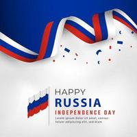 feliz dia da independência da rússia 12 de junho celebração ilustração vetorial de design. modelo para cartaz, banner, publicidade, cartão de felicitações ou elemento de design de impressão vetor