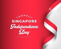 feliz dia da independência de singapura 9 de agosto celebração ilustração vetorial de design. modelo para cartaz, banner, publicidade, cartão de felicitações ou elemento de design de impressão vetor