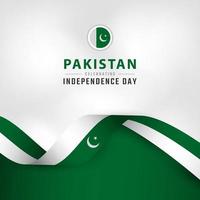 feliz dia da independência do Paquistão 14 de agosto celebração ilustração vetorial de design. modelo para cartaz, banner, publicidade, cartão de felicitações ou elemento de design de impressão vetor
