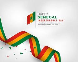 feliz dia da independência do senegal 4 de abril celebração ilustração vetorial de design. modelo para cartaz, banner, publicidade, cartão de felicitações ou elemento de design de impressão vetor