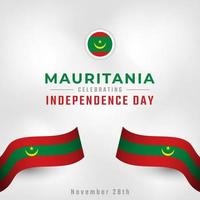 feliz dia da independência da Mauritânia, 28 de novembro, ilustração vetorial de celebração. modelo para cartaz, banner, publicidade, cartão de felicitações ou elemento de design de impressão vetor