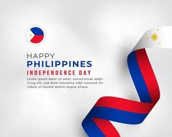 feliz dia da independência das filipinas 12 de junho celebração ilustração vetorial. modelo para cartaz, banner, publicidade, cartão de felicitações ou elemento de design de impressão vetor