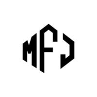 design de logotipo de letra mfj com forma de polígono. mfj polígono e design de logotipo em forma de cubo. modelo de logotipo de vetor hexágono mfj cores brancas e pretas. mfj monograma, logotipo de negócios e imóveis.