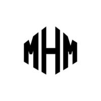 design de logotipo de letra mhm com forma de polígono. mhm polígono e design de logotipo em forma de cubo. modelo de logotipo de vetor hexágono mhm cores brancas e pretas. mhm monograma, logotipo de negócios e imóveis.