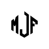 design de logotipo de letra mjf com forma de polígono. mjf polígono e design de logotipo em forma de cubo. modelo de logotipo de vetor hexágono mjf cores brancas e pretas. mjf monograma, logotipo de negócios e imóveis.