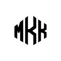 design de logotipo de letra mkk com forma de polígono. mkk polígono e design de logotipo em forma de cubo. modelo de logotipo de vetor hexágono mkk cores brancas e pretas. mkk monograma, logotipo de negócios e imóveis.