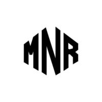 design de logotipo de carta mnr com forma de polígono. mnr polígono e design de logotipo em forma de cubo. modelo de logotipo de vetor hexágono mnr cores brancas e pretas. mnr monograma, logotipo de negócios e imóveis.