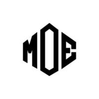 design de logotipo de carta moe com forma de polígono. moe polígono e design de logotipo em forma de cubo. moe hexágono modelo de logotipo de vetor cores brancas e pretas. monograma moe, logotipo de negócios e imóveis.