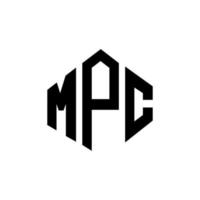 design de logotipo de carta mpc com forma de polígono. mpc polígono e design de logotipo em forma de cubo. modelo de logotipo de vetor hexágono mpc cores brancas e pretas. mpc monograma, logotipo de negócios e imóveis.