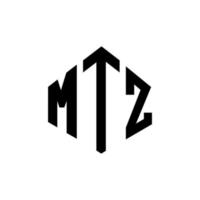 design de logotipo de letra mtz com forma de polígono. mtz polígono e design de logotipo em forma de cubo. modelo de logotipo de vetor hexágono mtz cores brancas e pretas. mtz monograma, logotipo de negócios e imóveis.