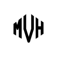 design de logotipo de letra mvh com forma de polígono. design de logotipo em forma de polígono e cubo mvh. modelo de logotipo de vetor hexágono mvh cores brancas e pretas. mvh monograma, logotipo de negócios e imóveis.